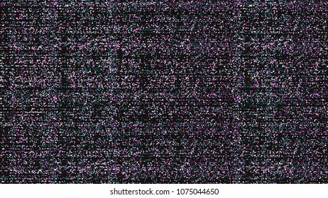 Glitch background. Computer screen error. Digital design concept. Pixel noise. HDTV no signal. 3d. Video game glitch. Glitch screen. Television fail. Data decay. Technical problem grunge wallpaper.