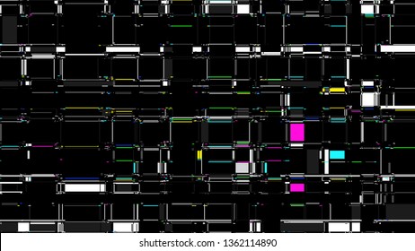 Glitch background. Computer screen error. Digital pixel noise abstract design. Television signal fail. Technic problem wallpaper.