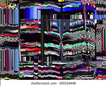 Glitch background. Computer screen error. Digital pixel noise abstract design. Video game glitch. Television signal fail. Data decay. Technical problem grunge wallpaper.