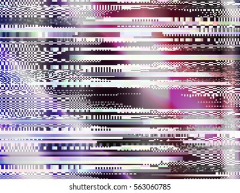 Glitch background. Computer screen error. Digital pixel noise abstract design. Television signal fail. Data decay. Monitor technical problem grunge wallpaper.