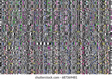 Glitch background. Computer screen error. Digital pixel noise abstract design. Video game glitch. Television signal fail. Data decay. Technical problem grunge wallpaper.