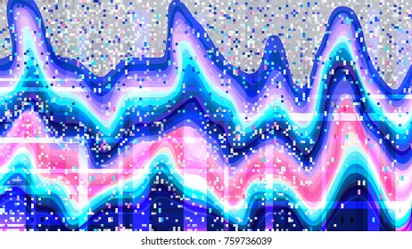 Glitch background. Computer screen error. Digital pixel noise abstract design. Video game glitch. Television signal fail. Data decay. Technical problem grunge wallpaper.