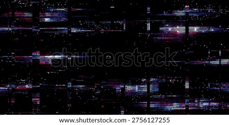 Glitch background with digital distortion and noise. Abstract screen error texture with horizontal stripes. Cyberpunk graphic design element for technology wallpaper and data stream.