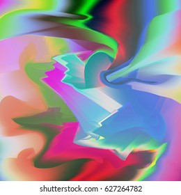 Glitch background with glowing blurred colors flow