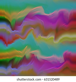 Glitch background with glowing blurred colors flow
