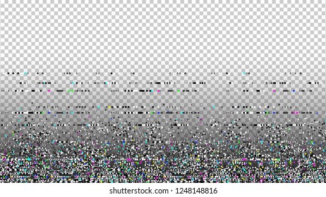 Glitch background. Grunge texture. Unusual glitch. Computer screen error. Digital pixel noise. Abstract design. Television signal fail. Data decay. Monitor technical problem.