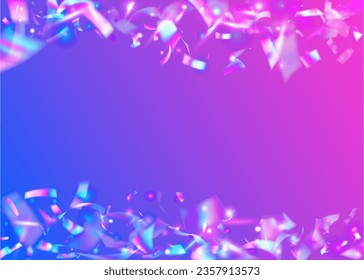 Glitch Background. Neon Confetti. Falling Glitter. Shiny Flyer. Webpunk Art. Pink Blur Glare. Surreal Foil. Laser Carnaval Template. Blue Glitch Background