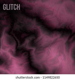 Glitch background. Pink black color diffusion.  Watercolor painting digital effect. Futuristic vector illustration. Marble texture. Smooth silky effect. Easy to edit design template for your projects.