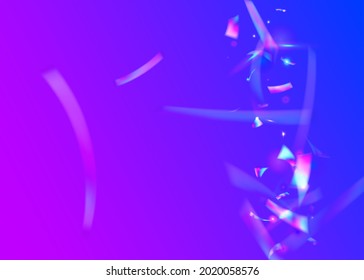 Fondo Glitch. Cartel retro. Petróleo digital. Tinsel láser azul. Glare irlandés. Plantilla de celebración de metales. Lujo Art. Efecto Cumpleaños. Fondo Violet Glitch