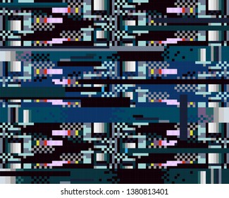 Glitch background. Screen error. Digital pixel noise abstract design. Device signal fail. Glitch tv wallpaper. Monitor technical problem.
