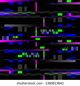 Glitch background. Screen error. Digital pixel noise abstract design. Device signal fail. Glitch tv wallpaper. Monitor technical problem.