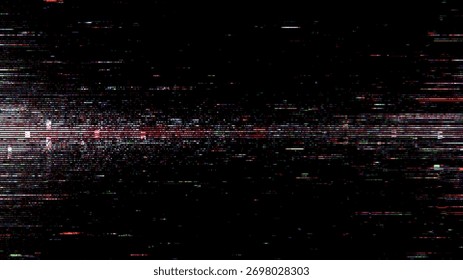 Glitch background vector with horizontal lines and pixel noise. Digital art effect for abstract design. Distorted signal or bad transmission concept.