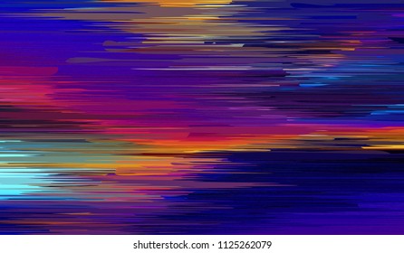 Glitch background, vector illustration. Pink, purple, blue colors.