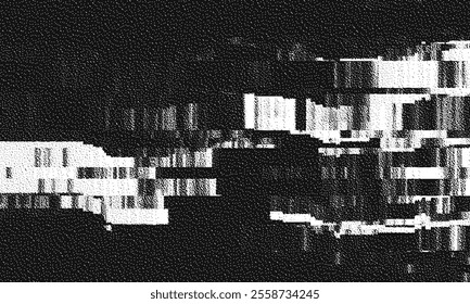 Glitch background. VHS grunge texture with noise effect and pixelation. Analog video digital errors. Retro pixel backdrop. Vector illustration.