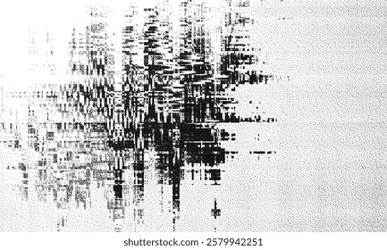 Glitch background. VHS grunge texture with noise effect and pixelation. Analog video digital errors. Retro pixel backdrop. Vector illustration.