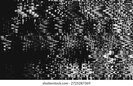 Fundo de falha. Textura grunge VHS com efeito de ruído e pixelização. Erros de vídeo digital analógico. Fundo de pixel retrô. Ilustração vetorial.