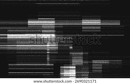 Glitch background. VHS grunge texture with noise effect and pixelation. Analog video digital errors. Retro pixel backdrop. Vector illustration.