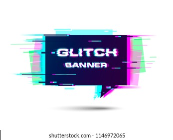 Glitch banner with text placeholder. Vector. Good for cyber monday like promotion banner, price tag, speech bubble, sticker, badge, poster. - Powered by Shutterstock - Get 15% off with code: PIKWIZARD15