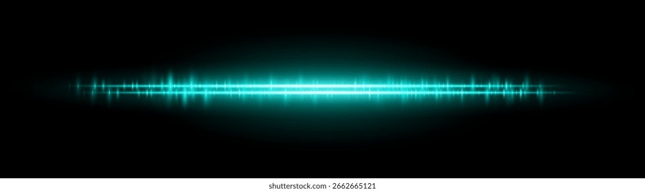 Glitch beam set. Sharp light wave with double reflection and rhythm pattern. Emulates tech signal or audio wave in digital motion graphics.