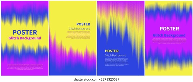 Juego de pósters de líneas de gradiente brillantes y borrosas