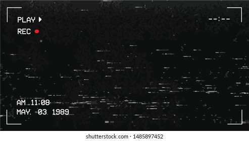 Glitch camera effect. Retro VHS background. Old video template. No signal. Tape rewind. Vector illustration. - Vector