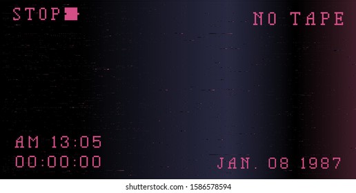 Glitch camera effect. Retro VHS background like in old 90s video tape rewind or no signal TV screen. Vaporwave/ retrowave/ synthwave style vector illustration.