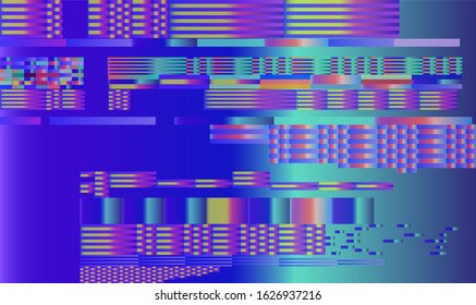 Glitch camera effect. Retro VHS background like in old video tape rewind or no signal TV screen. Vaporwave/ retrowave style vector illustration.