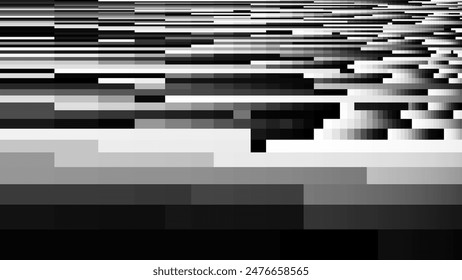 Glitch Checkered Pixels Pattern. Pixel Art Chaotic Glitchy Background. 90s CCTV VHS Screen Vibe. TV Test Screen Fail. Vector Illustration.