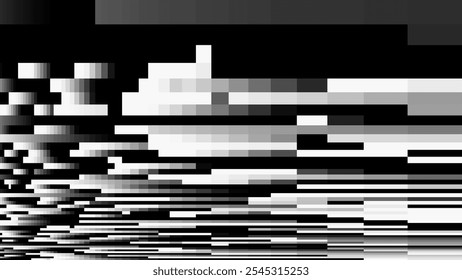 Glitch Checkered Pixels Pattern. Pixel Art Chaotic Glitchy Background. 90s CCTV VHS Screen Vibe. TV Test Screen Fail. Vector Illustration.