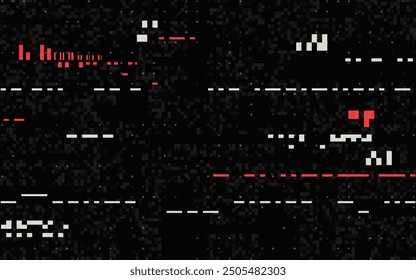 Glitch color lines. Video playback error. Distorted tech texture. Geometric banner template. Glitched shapes and lines. Television error template. Vector illustration.
