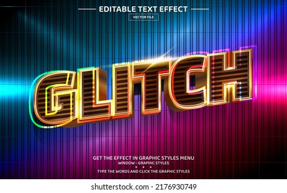 Glitch colorful 3D editable text effect template