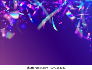 Glitch Confetti. Purple Party Sparkles. Metal Design. Blur Christmas Decoration. Cristal Glitter. Holiday Art. Fiesta Foil. Falling Effect. Blue Glitch Confetti