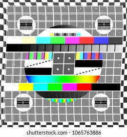 Glitch design - No signal TV screen. Television test template. Vector illustration.