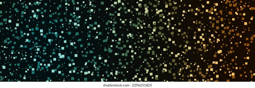 Glitch digital background with pixels, squares. Wide banner, gradient screen. Big date background, pattern