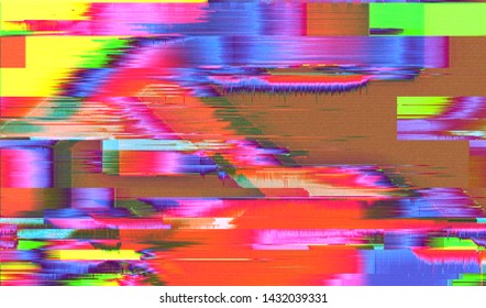 Glitch digital color pixel noise. VHS corrupted signal. Background of the damaged error television image. Vector illustration.