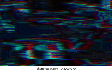 Glitch digital color pixel noise. VHS corrupted signal. Background of the damaged error television image. Vector illustration.