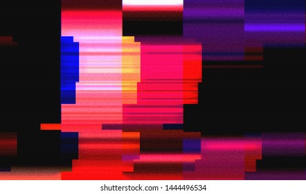 Glitch digital color pixel noise. VHS corrupted signal. Background of the damaged error television image. Vector illustration.