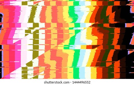 Glitch digital color pixel noise. VHS corrupted signal. Background of the damaged error television image. Vector illustration.