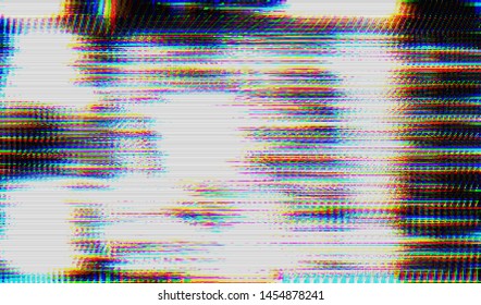 Glitch digital color pixel noise. VHS corrupted signal. Background of the damaged error television image. Vector illustration.