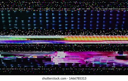 Glitch digital color pixel noise. VHS corrupted signal. Background of the damaged error television image. Vector illustration.
