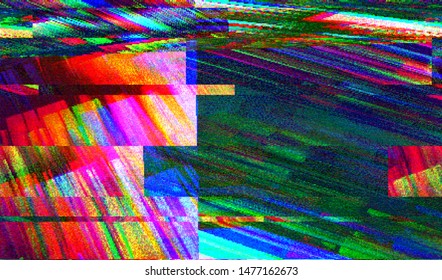 Glitch digital color pixel noise. VHS corrupted signal. Background of the damaged error television image. Vector illustration.