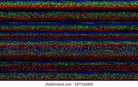 Glitch digital color pixel noise. VHS corrupted signal. Background of the damaged error television image. Vector illustration.