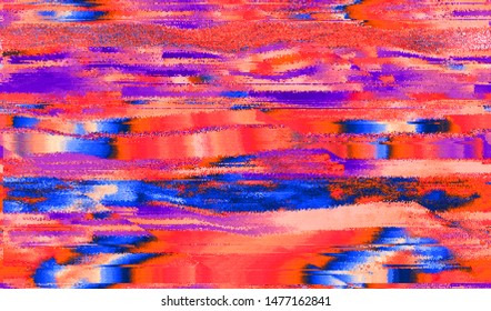 Glitch digital color pixel noise. VHS corrupted signal. Background of the damaged error television image. Vector illustration.