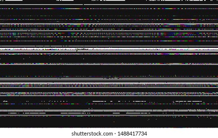 Glitch digital color pixel noise. VHS corrupted signal. Background of the damaged error television image. Vector illustration.