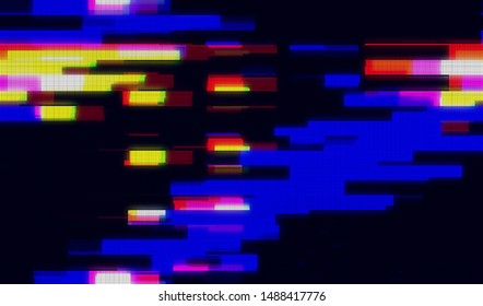 Glitch digital color pixel noise. VHS corrupted signal. Background of the damaged error television image. Vector illustration.