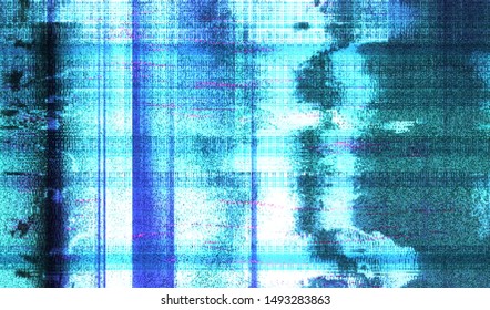 Glitch digital color pixel noise. VHS corrupted signal. Background of the damaged error television image. Vector illustration.