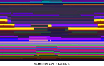 Glitch digital color pixel noise. VHS corrupted signal. Background of the damaged error television image. Vector illustration.