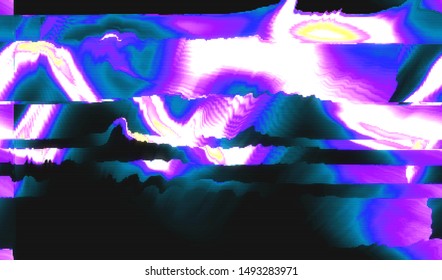 Glitch digital color pixel noise. VHS corrupted signal. Background of the damaged error television image. Vector illustration.