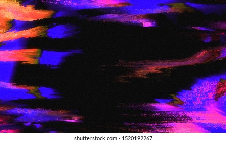 Glitch digital color pixel noise. VHS corrupted signal. Background of the damaged error television image. Vector illustration.