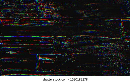 Glitch digital color pixel noise. VHS corrupted signal. Background of the damaged error television image. Vector illustration.